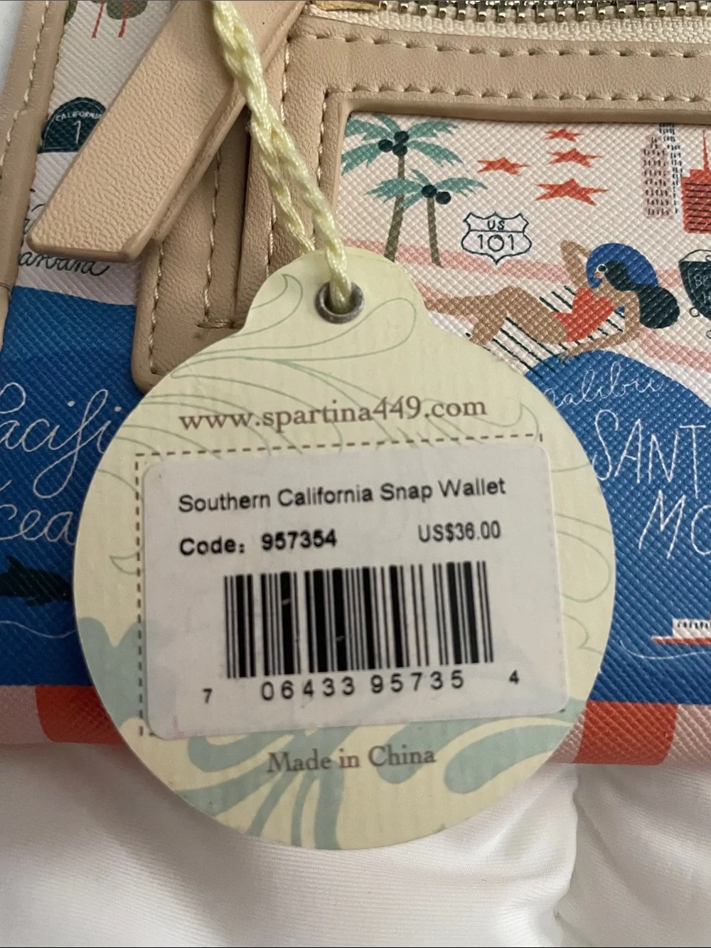 Spartina 449 Coastal Map Zip Wallet - Blue, Cream, Tan, Orange